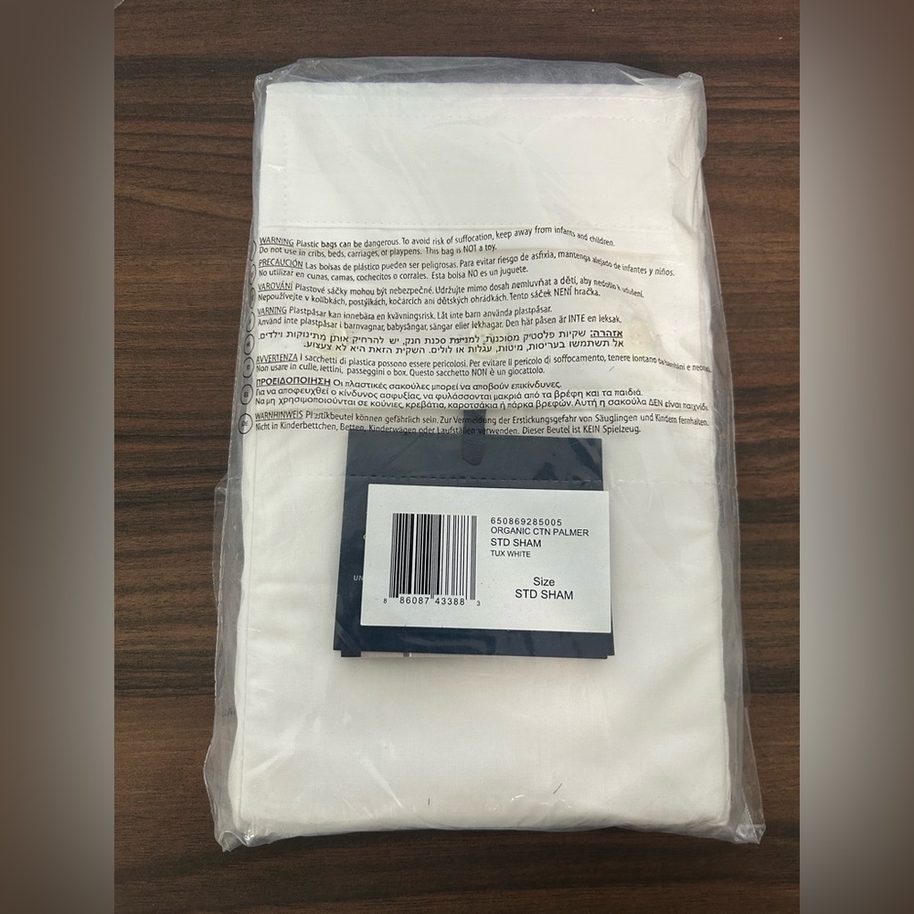 Ralph Lauren Organic Cotton Palmer Percale Standard Pillow Sham Tuxedo White
